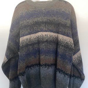 Stripped blue green grey sweater, size XL